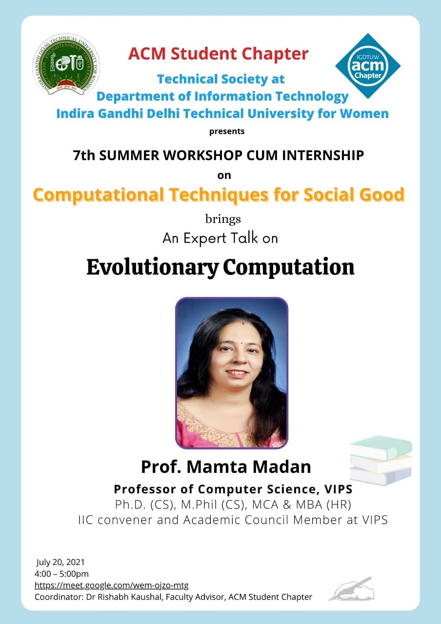 Expert talk on Evolutionary Computing by Dr Mamta Madan