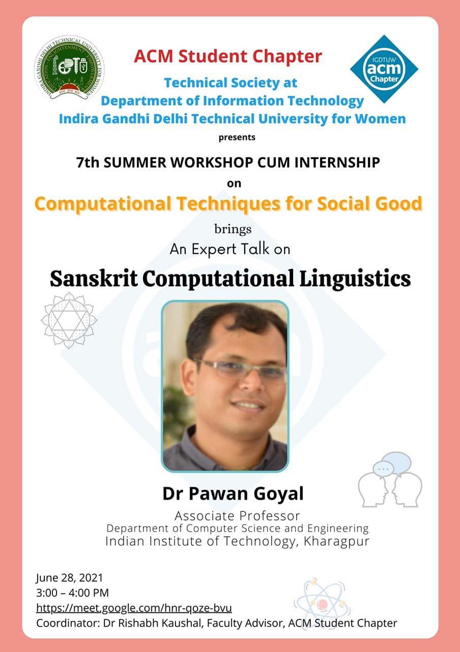 Expert talk on Sanskrit Computational Linguistics by Dr Pawan Goyal