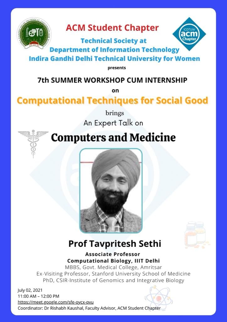 Expert talk on Computers and Medicine by Dr Tavpritesh Sethi