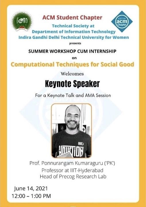 Keynote Talk and AMA by Prof Ponnurangam Kumaraguru