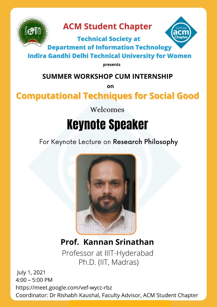 Keynote Talk and AMA by Prof Kannan Srinathan